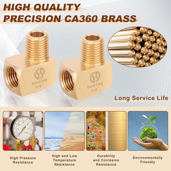 5pcs 1/4??Brass Fittings 90 Degree Barstock Street Elbow 1/4" NPT Male Pipe to 1/4" NPT Female Pipe 1/4 NPT Elbow Forged Brass Pipe Fittings