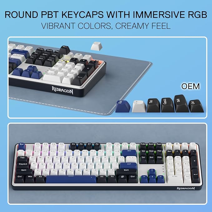 Redragon K689 108-Key Hot-Swap Wired RGB Gaming Keyboard, Extra 4 Hotkeys | Dedicated Shortcut Keys for Mute, Calc & Desktop, Cushioned Noise Dampening for Creamy Thocky Sound, Swap-Ready, PRO Software