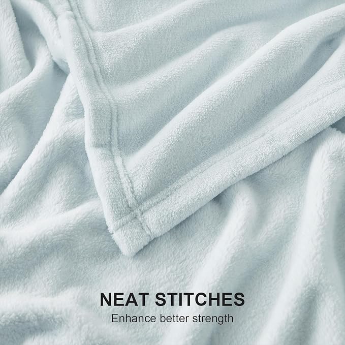 Hansleep Queen Ice Blue Fleece Blanket, Soft Flannel Bed Blanket | Fuzzy Cozy Blanket 90x90 Inches, Multi-use for Bed, Sofa, Couch, Travel, Camping, All Season Warm Lightweight Cover