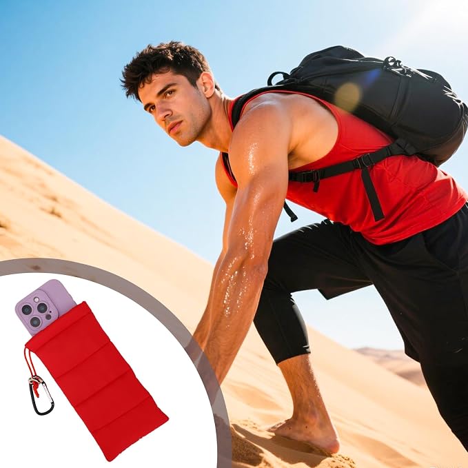 Lyreh Thermal Phone Pouch, Down Cotton Warm Phone Case Cover Bags with Buckle Prevents Freezing & Overheating Protector Cellphone Pouch Ideal for Outdoor Camping Hiking Skiing (Red)