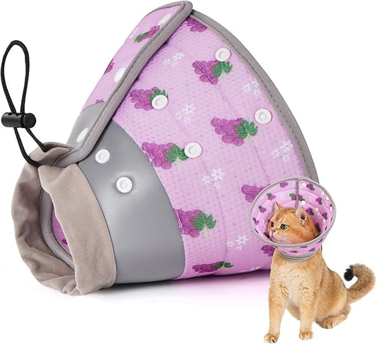 Avont Cat Cone Collar Soft to Stop Licking, Adjustable Foldable Lightweight Kitten Recovery Collar After Surgery for Small Dogs, Elizabeth Cone of Shame Alternative -Grape(M)