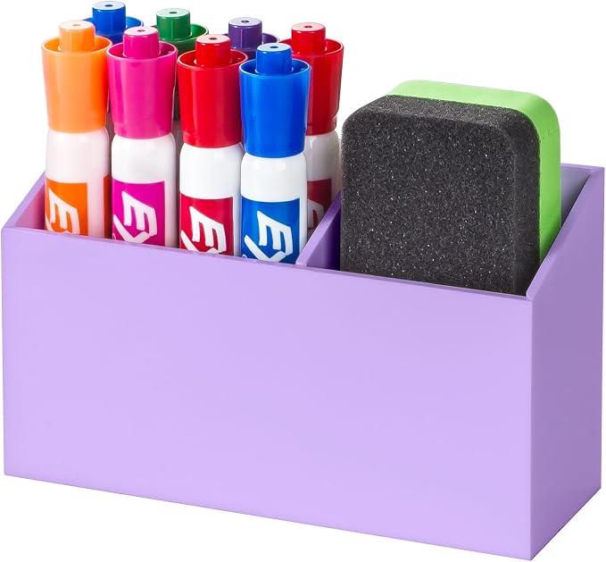 BEYGORM Magnetic Dry Erase Marker Holder for Whiteboard & Refrigerator | Non-slip Acrylic Pen Holder for Classroom, Fridge Magnet, Locker Organizer Accessories, Teacher & School Supplies(Purple)