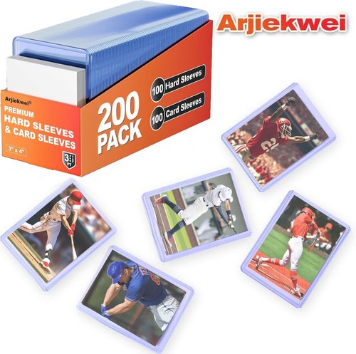 Arjiekwei 2000 Card Sleeves - Premium Hard Plastic Protectors for Baseball & Football Cards | 3" x 4" Size