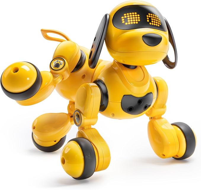 Ruko 18011 Smart Robot Dog Toy with Gesture & Remote Control, Yellow | Durable Interactive Touch Sensor Puppy with LED Expressions, Perfect for Home Play, Ideal Birthday Gift for Kids Ages 3-8
