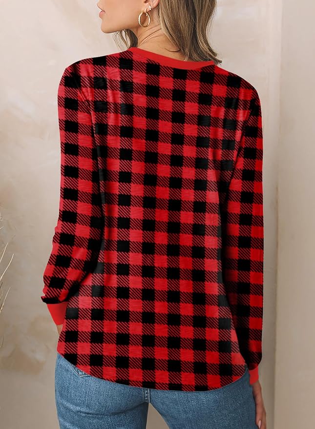 EVALESS Womens Crewneck Long Sleeve Tops Casual Polka Dots Tops Fall 2026 Tshirts Shirts