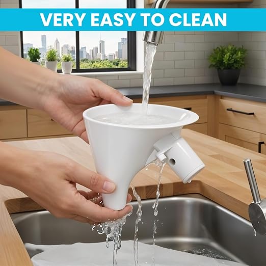 Flour Funnel for KitchenAid Mixer with 5-Piece Measuring Spoon Set, Wide Mouth Pouring Chute Attachment, Mess-Free Anti-Spill & Anti-Splash,Fits Tilt-Head 4.5-5 Qt (KSM150),Dishwasher Safe Baking Tool