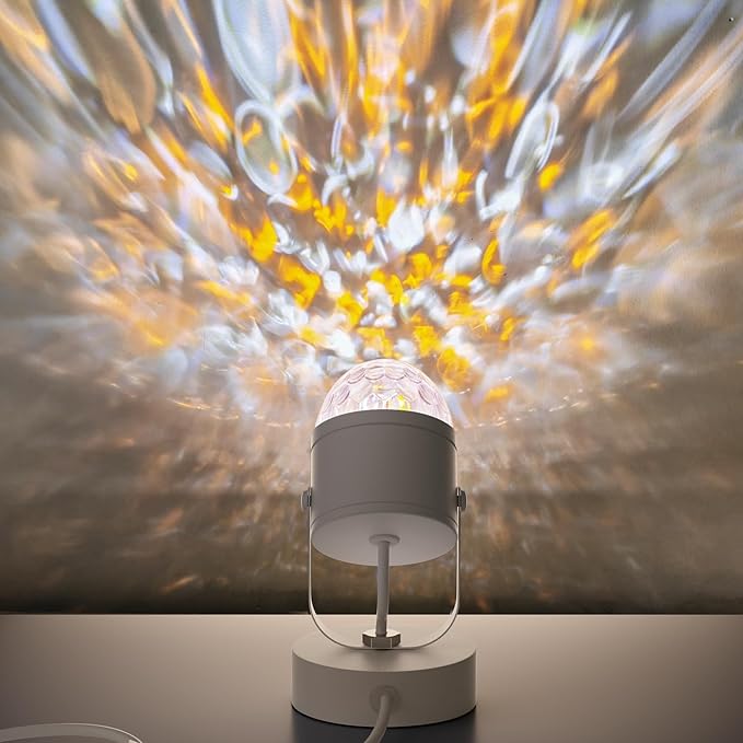 Joyzy Plug in Dynamic Ocean Wave Table Lamp Water Ripple Night Light Projector for Room Christmas Party Decoration Lighting Color Changing Ambient Lamp Vivid Water Wave Effect Lights Projection
