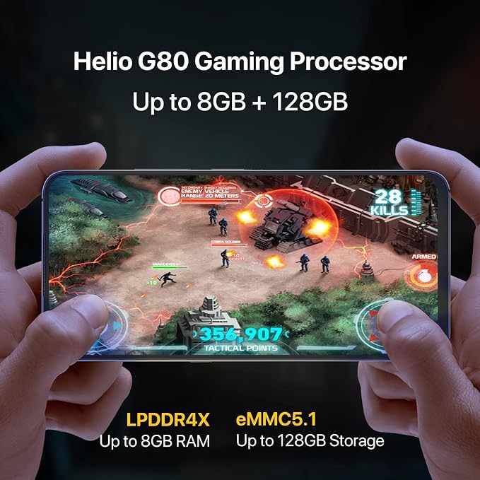 UMIDIGI A11 Pro Max Unlocked Cell Phone, Helio G80, 4GB+128GB Expandable 256GB, 6.8 Inch FHD Touch Screen, 5150mAh Battery Android Phone, 48MP+16MP, Dual SIM 4G Volte, Al Face Unlock