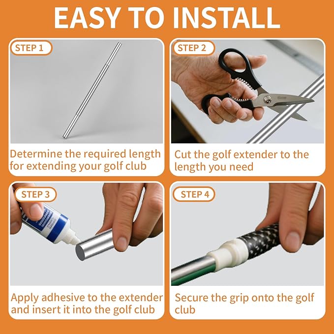5 Pcs Golf Club Extensions Steel Shaft 0.60" Golf Shaft Extension Golf Club Shaft Extensions Putter Extension kit for Iron and Wood Golf Clubs Length Adjustment