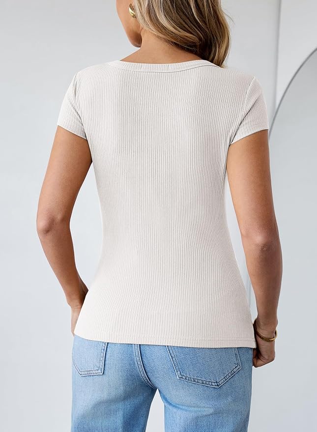 Pink Queen Sexy Tops for Women Cutout Keyhole Neck Cap Sleeve Shirts Casual Summer Clothes 2026 Fashion