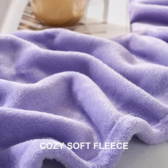 Hansleep King Light Purple Fleece Blanket, Soft Flannel Bed Blanket | Fuzzy Cozy Blanket 90x108 Inches, Multi-use for Bed, Sofa, Couch, Travel, Camping, All Season Warm Lightweight Cover
