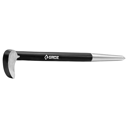 Groz 33150 6" Roll Head Pry Bar - Chrome Vanadium Steel, Heavy-Duty Forged Construction, Automotive Alignment Tool