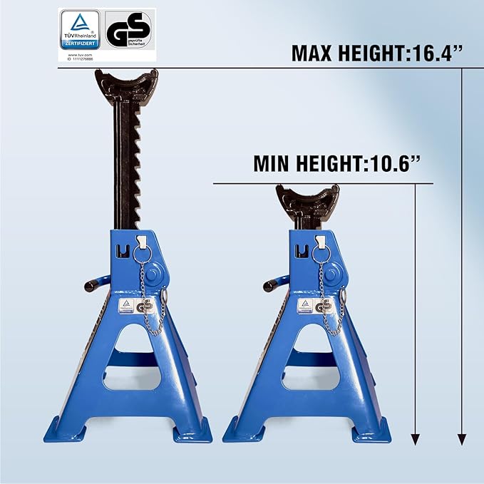 Car Jack Stands 2 Ton with Double Locking and Large Foot Base for Lifting Cars,SUVS,MPVS, Heavy Duty Steel, 4400 lb Capacity, 1 Pair, Blue