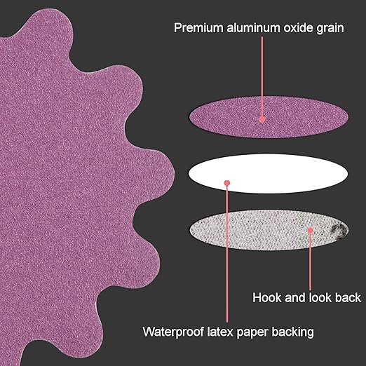 MAXMAN 2 Inch Sanding Discs 50Pcs, Wet Dry Hook and Loop Flex Edge Sanding Discs, 800 Grit Sandpaper, Wavy Sand Paper for Drill and Bowl Sanders, Drill Sanding Attachments, Edge Sanding Tools
