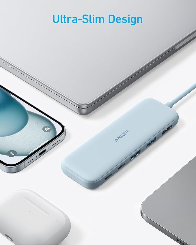 Anker USB C Hub, 5-in-1 USBC to HDMI Splitter with 4K Display | 85W Max PD, 1 Powered USB-C 5Gbps & 2 Powered USB-A 3.0 5Gbps Data Ports, for MacBook Pro, MacBook Air, Dell and More (Blue)