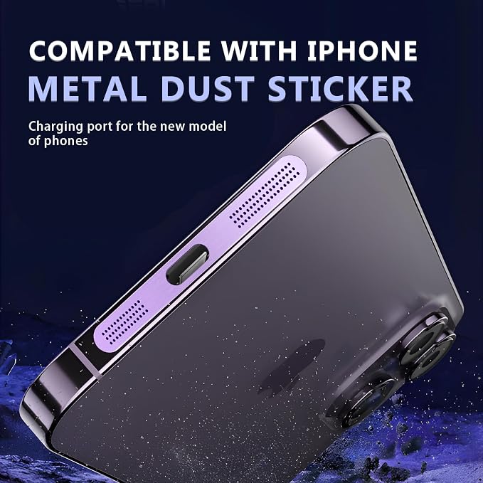 MysticHome for iPhone 17/16 Pro Accessories, 5 Pcs Cell Phone Speaker Anti-Dust Plugs, 1 Pcs USB C Dust Plug, Compatible with Speaker Dust Cover,Purple