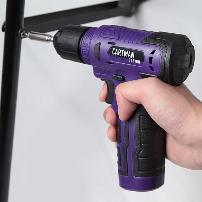 CARTMAN 150 Piece Tool Set, Tool Set with 8V Purple Cordless Drill Set, Home Tool Kit