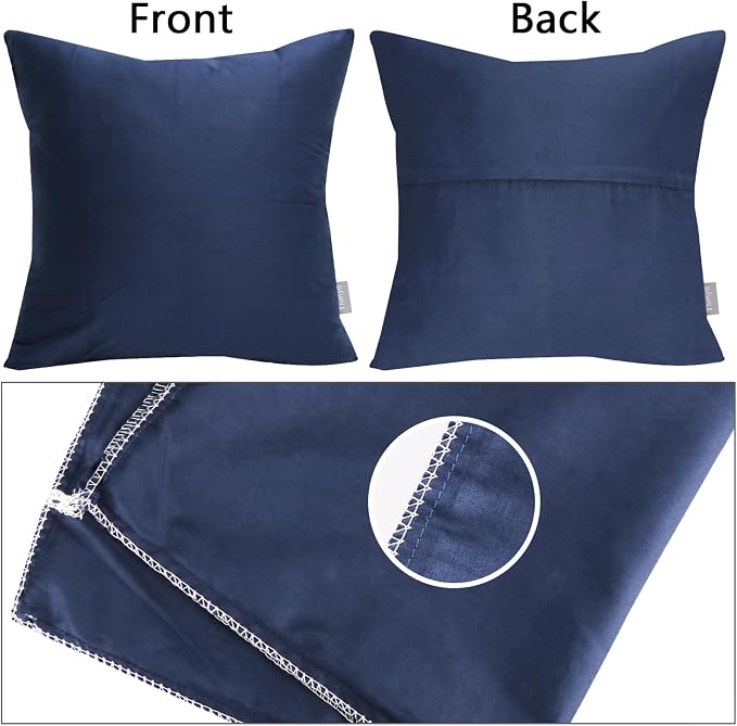 Thmyo 4-Pack 100% Cotton Comfortable Solid Decorative Throw Pillow Case Square Cushion Cover Pillowcase Sublimation Blank Pillow Covers Christmas DIY Throw Pillowcase(26x26inch/66x66cm,Midnight Blue)
