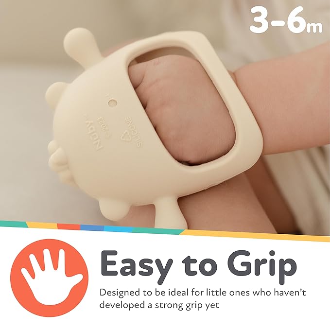 Nuby Silicone Wrist Teething Mitten - Baby Teether Ring - 3+ Months - Green Hedgehog