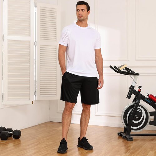 MLYENX Men's Quick-Dry Athletic Gym Shorts - Lightweight 4-6 Pack for Basketball & Running with Pockets