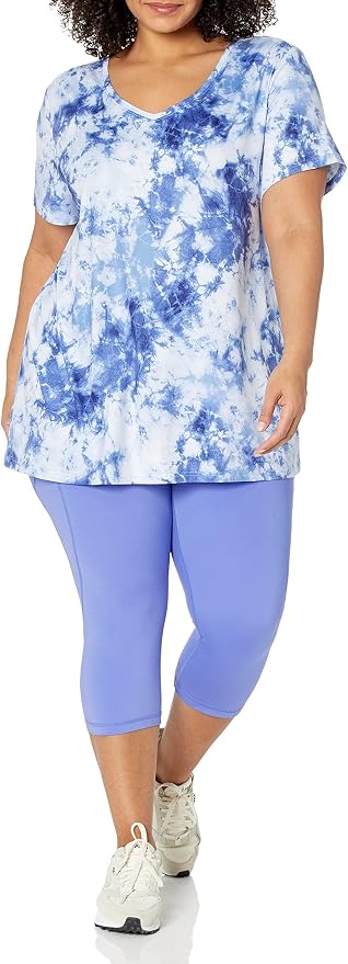 Amazon Essentials Women's Active Quick Dry Tech Stretch Short-Sleeve V-Neck T-Shirt (Available in Plus Size), Pack of 2