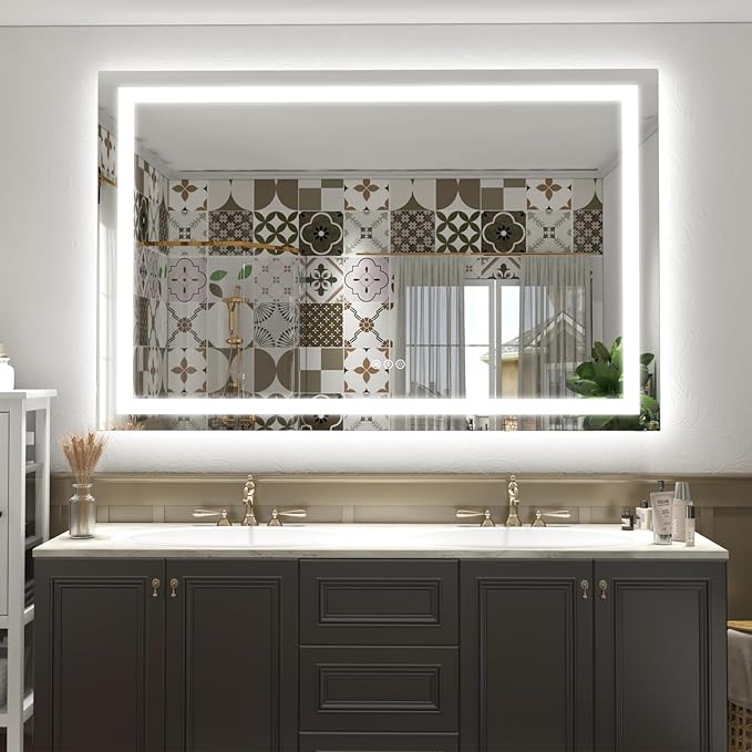 68x48 LED Lighted Mirror for Bathroom Wall Mounted, Dimmable Vanity Mirror with Lights, Anti-Fog, ETL Listed (Backlit and Front Lighted)