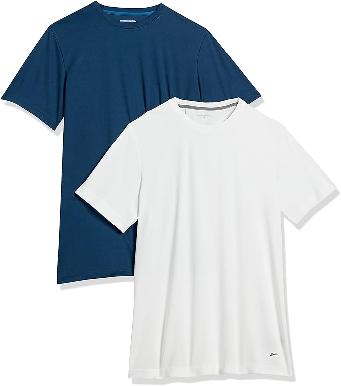 Amazon Essentials Men's Moisture Wicking Breathable Active Performance Tech Gym T-Shirts, Pack of 2