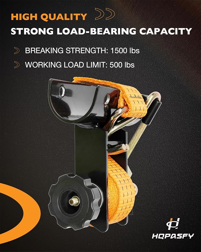 Rack Ratchet Straps, W/J-Hook (2PCS), 2" Black Round Tube Mount, 1.5" Wide x 7.5' Long, Orange Ladder Rack Ratchet Straps, 500 lbs Load Heavy Duty, Truck/Lumber Rack Straps, Pipe/Roof Rack Strap