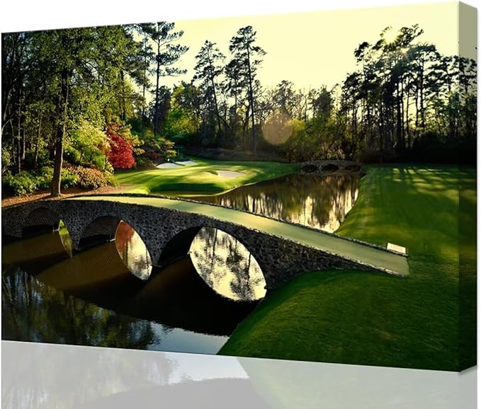 chenchenArt Augusta National Golf Course 12th Hole Wall Art Pictures Golf Club Wall Decor Office Decorations Canvas Artwork for Living Room Bedroom Framed Ready to Hang(28''H x 44''W)