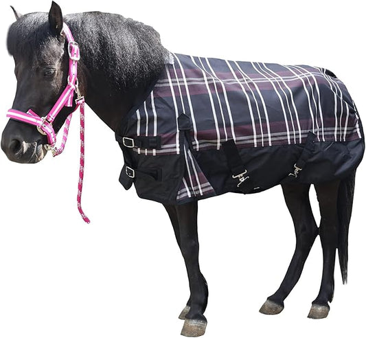 600 Denier Ripstop Mini Horse Blanket - 0g Fill Lightweight, Waterproof Breathable Miniature Pony/Donkey Turnout Rain Sheet Redplaid 36