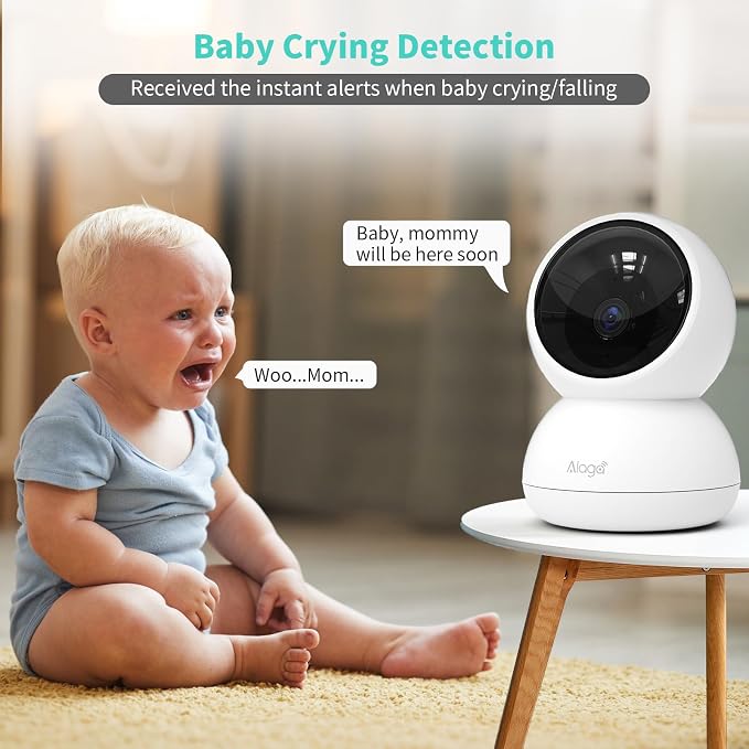 Alaga Indoor Security Camera,3K 5G and 2.4G WiFi, 360�� Pan/Tilt, Human/Pet/Motion AI, Night Vision, Speaker, Indoor Camera with Phone App, Compatible with Alexa & Google Assistant���2-Pack White
