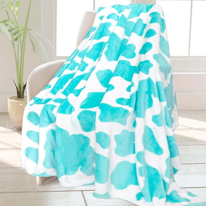 Blue Throw Blanket Gift for Women, Fleece Soft Fluffy Blanket for Couch Bed Sofa, Cozy Warm Lightweight Blue Blanket, Light Blue & Royal Blue Home Decor, Birthday for Women