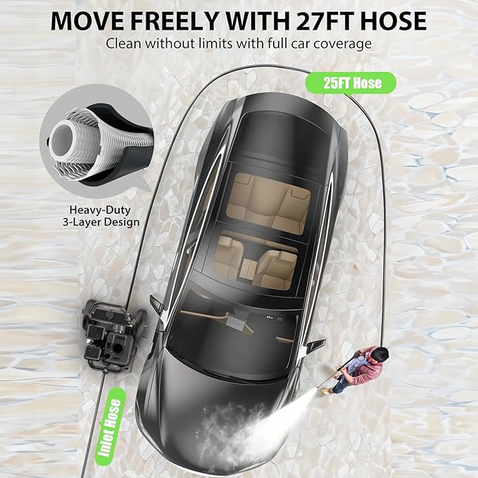 𝟒𝟐𝟎𝟎𝐏𝐒𝐈 𝐆𝐚𝐬 𝐏𝐫𝐞𝐬𝐬𝐮𝐫𝐞 𝐖𝐚𝐬𝐡𝐞𝐫, Heavy Duty 𝐏𝐨𝐰𝐞𝐫 𝐖𝐚𝐬𝐡𝐞𝐫 with 5 QC Tips, 25ft Flexible Hose and 0.5Gal Soap Tank, 212cc 7.0 HP Engine, EPA/CARB/ETL Compliant, Gray