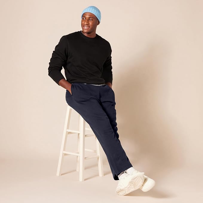 Amazon Essentials Men's Relaxed Straight Leg Fleece Open Bottom Sweatpant (Available in Big & Tall)