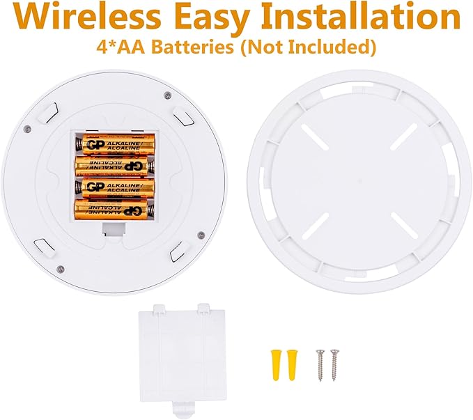 LIT-PaTH Battery Operated Motion Sensor LED Ceiling Light, 6.1inch 3000K 150 Lumens Flush Mount Light, Wireless Nightlight for Closet Laundry Stair- Darkness Use Only, 2-Pack (Battery Not Included)