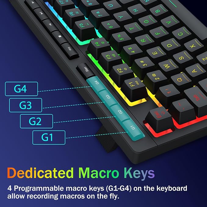 Redragon K524 75% Wired Gaming Keyboard, RGB Backlit, Whisper-Quiet, Black | Membrane Keyboard with Programmable Macro and Multimedia Keys, Anti-ghosting, Spill Resistant,Compact for Win/MAC/PS/Xbox