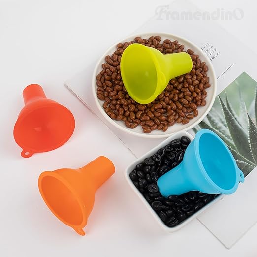 Framendino, 4 Pack Silicone Funnels Wide Mouth Funnel Kitchen Set Canning for Home Restaurant Bottles Jars