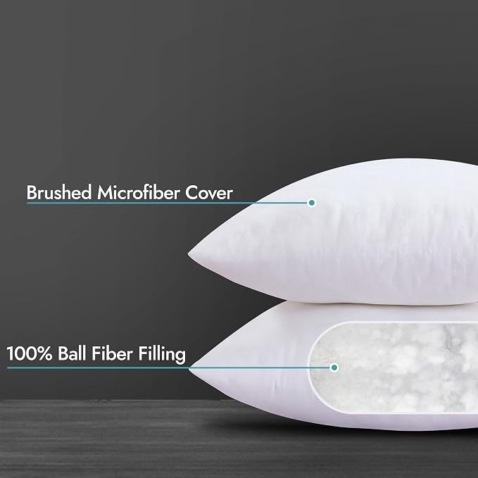 ROYALE LINENS 18 x 18 Pillow Insert - Down Alternative Throw Pillows Insert - Square Pillow Pack of 1 White - Bed & Couch Pillows - Inner Cushion for Bed, Cushion for Living Room - Shams Stuffer