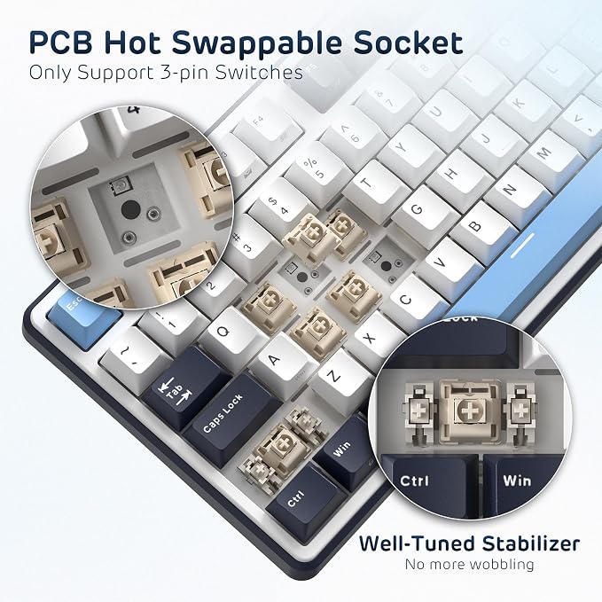 RK ROYAL KLUDGE X104 Wired Full Size Mechanical Gaming Keyboard, Metal Knob | Creamy Keyboard with Number Pad,104 Keys RGB Computer Keyboard Hot Swappable Linear Switch, Online Software for Wins/Mac
