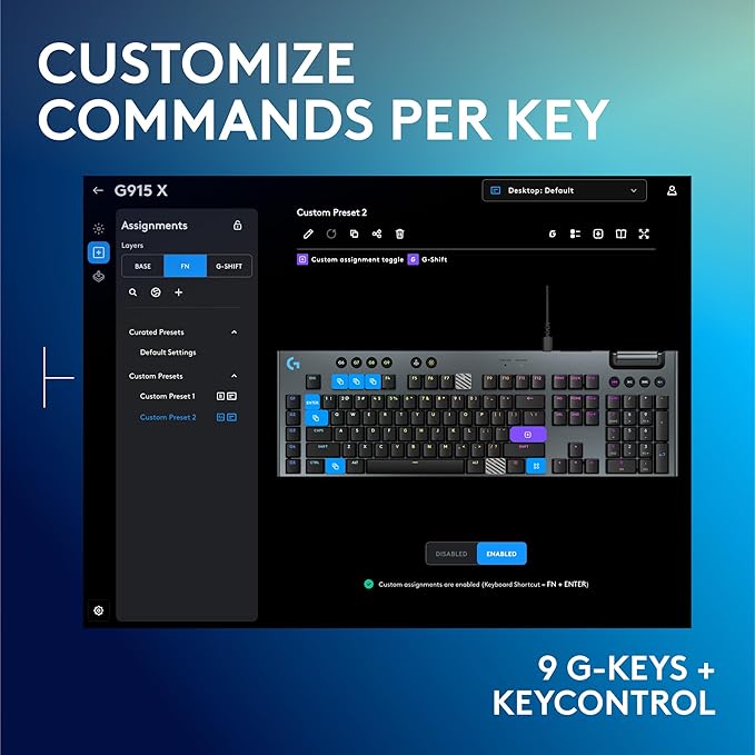 Logitech G915 X Wired Gaming Keyboard (Linear)- Black | Low Profile, Mechanical Switches, Double-Shot PBT Keycaps, RGB lighting, Aluminum finish, PC/Mac Compatible