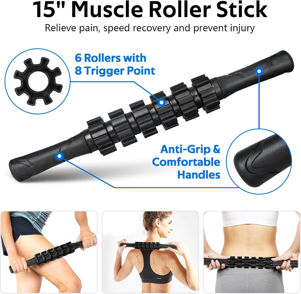 Skiennix 7-in-1 Foam Roller Set - Deep Tissue Muscle Massager with High Density Back Roller & Accessories