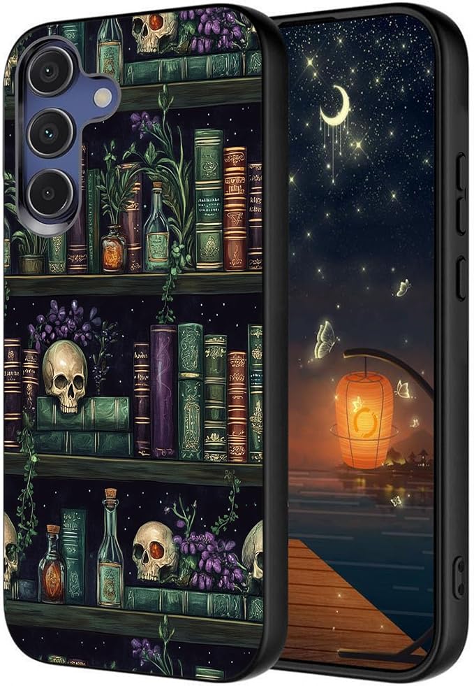 Designed for Galaxy S25 FE Phone Case,Slim Silicone Shockproof Protective Case for Galaxy S25 FE 6.7 inch,Retro Bookshelf