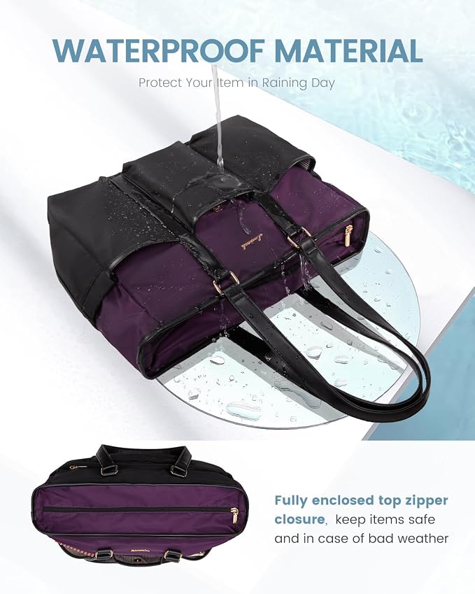 LOVEVOOK 17 Inch Laptop Tote Bag for Women Work, Teacher Tote Nurse Bag, Professional Utility Computer Bag For Work/Travel/College/Daily, Large Purse Handbag With Multi Pockets & Top Zipper