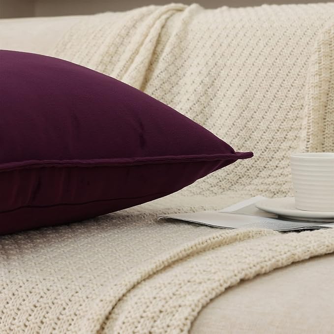 Velvet Purple Throw Pillow Covers 16”x16”Pack of 2 Soft Decorative | Square Cushion Covers for Couch Sofa Bed Livingroom Car Home Decor,40x40Cm
