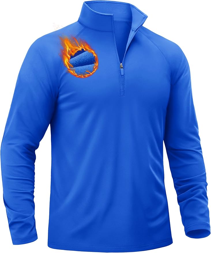 TACVASEN Men's Quarter Zip Pullover Fleece Lined Thermal Long Sleeve Golf Shirt 1/4 Zip Warm Winter Sweatshirts