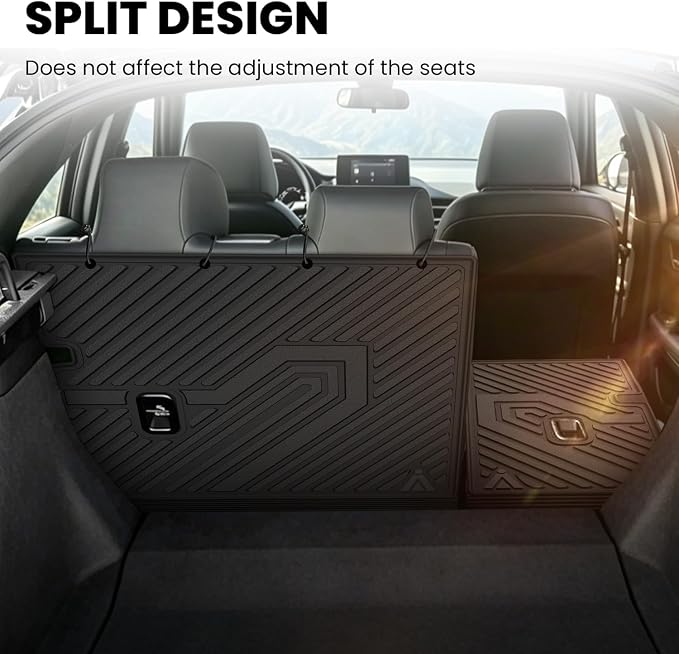 LASFIT All Weather Floor Mats for Honda Civic 2022-2026 - Back Protector | 3D Laser Custom Fit For 22-26 Civic (Only Fit Hatchback) | Flexible Non-Curl Recyclable TPE | Anti-Slip & Easy Wash