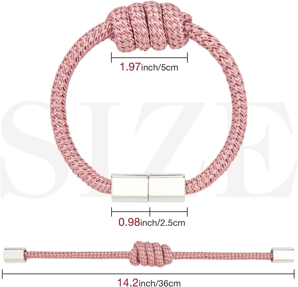 NICEEC 2 Pack Mini Magnetic Curtain Tiebacks Modern Simple Style Drape Tie Backs Elegant Hand Weave Rope Knot Decorative Curtain Holdbacks for Home & Office Window Drapery (Pink)