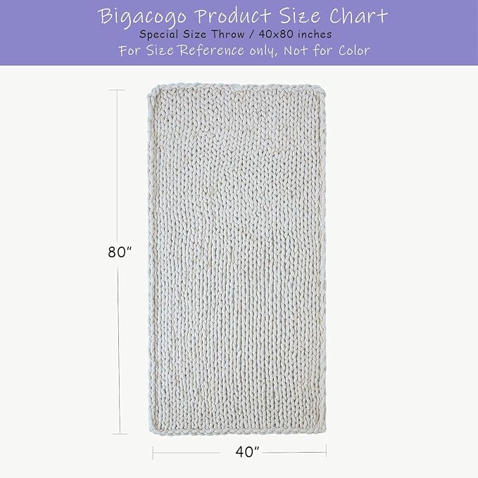 Bigacogo Chunky Knit Throw Blanket for Couch, 40x80 inches, Berry Haze | Hand Knit with Jumbo Chenille, Soft Breathable Cable Knit for Sofa Bed Living Room, Machine Washable, Gift for Mom Friend