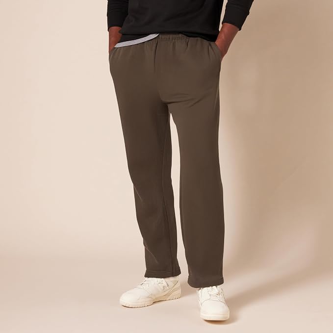 Amazon Essentials Men's Relaxed Straight Leg Fleece Open Bottom Sweatpant (Available in Big & Tall)