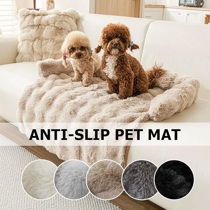 Dream Cloud Pet Sofa Bed for Couch, Fluffy Fuzzy Cozy Washable Couch Cover,Luxurious Cozy Dog CouchBed,Non-Slip Fluffy Plush Dog Sofa Mat for Furniture Protector for Small, Medium Dogs and Cats